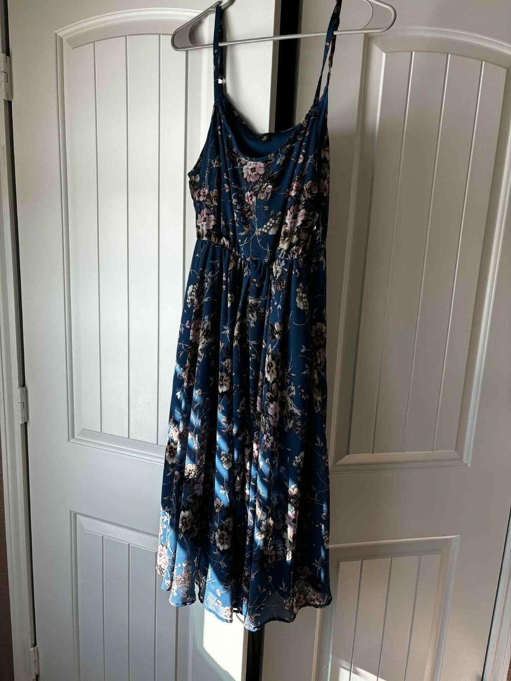 torrid Dark Blue Floral Midi Dress with Pink Blooms